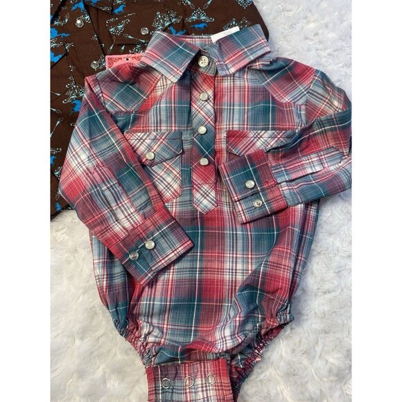 Western Cowgirl Shirt & One Piece Size 3-6 Months BOTH Pieces Bling Pearl Snaps - Picture 2 of 15